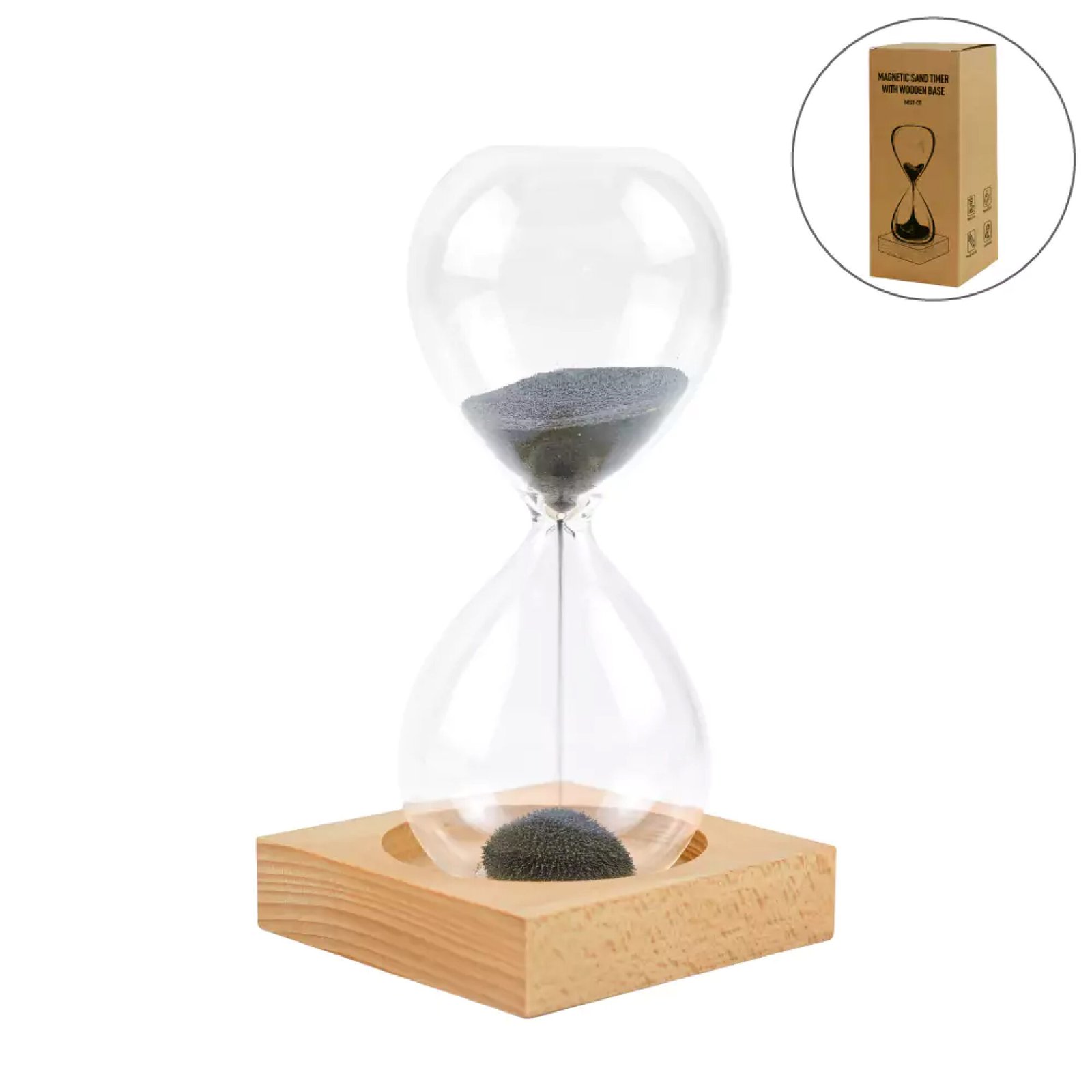 Magnetic Sand Timer with Wooden Base-01